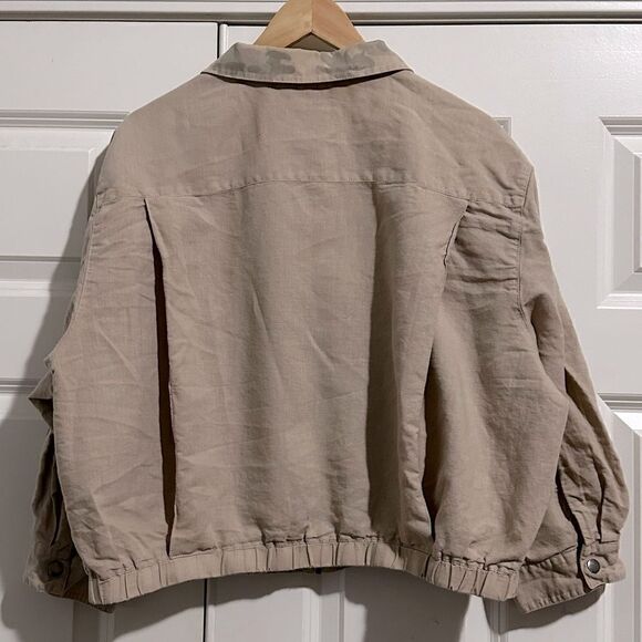 HEI HEI ANTHROPOLOGIE | Jacket Tan Camouflage Linen Blend Cropped Military | XL - Picture 5 of 9